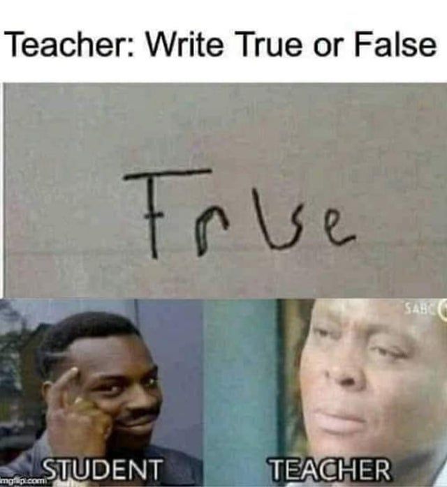 Teacher: Write True or False
Frise
STUDENT
mgflip.com
TEACHER
SABC