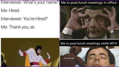 Interviewer: What's your name? Me in post-lunch meetings in office:
Me: Hired.
Interviewer: You're Hired?
Me: Thank you, sir.
Me in post-lunch meetings while WFH:
my senses
me