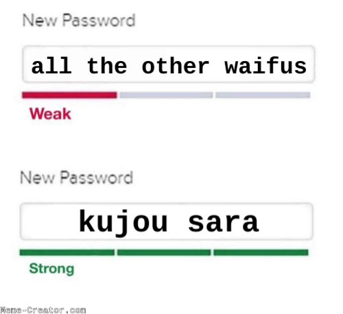 New Password
all the other waifus
Weak
New Password
Strong
kujou sara
Nene Creator.com