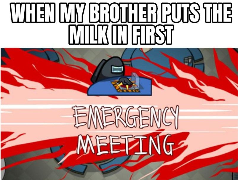 WHEN MY BROTHER PUTS THE
MILK IN FIRST
EMERGENCY
MEETING
4110