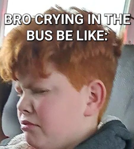 BRO CRYING IN THE
BUS BE LIKE: