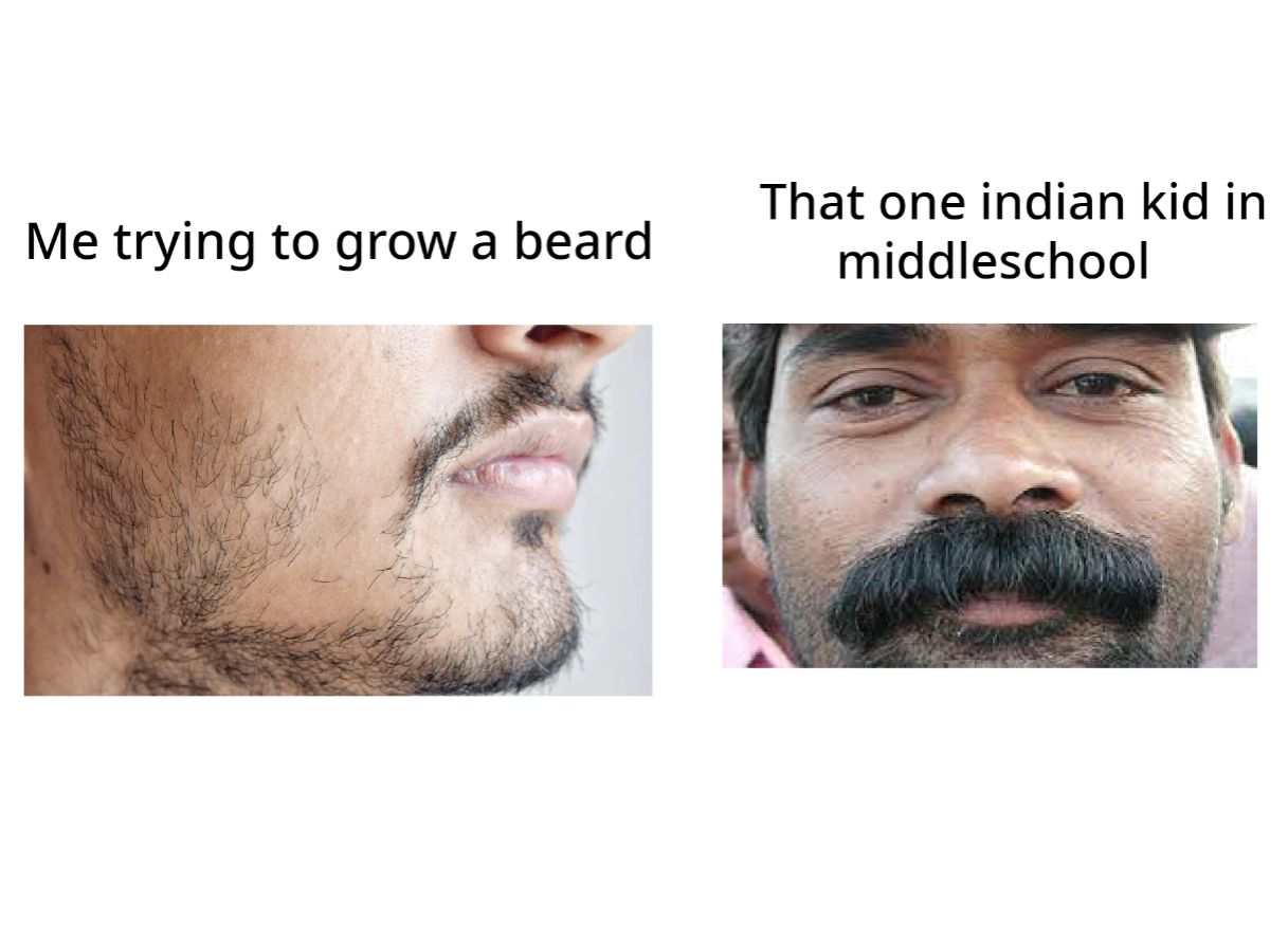 Me trying to grow a beard
That one indian kid in
middleschool