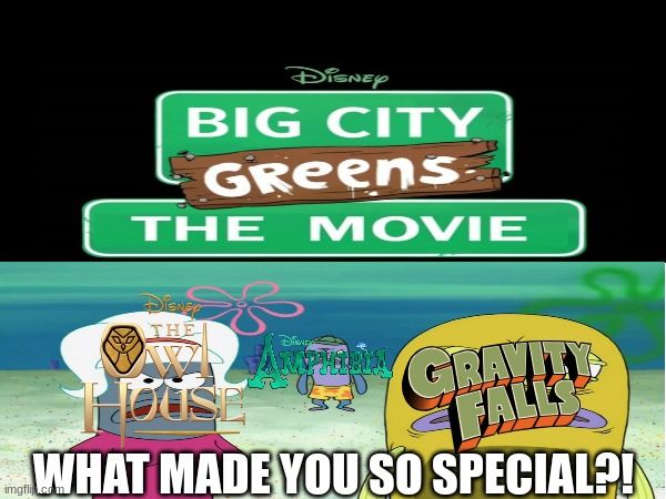 Disney
BIG CITY
GReens
THE MOVIE
THE
Dien
AMPHERIN
32
GRAVITY
FALLS
WHAT MADE YOU SO SPECIAL?!