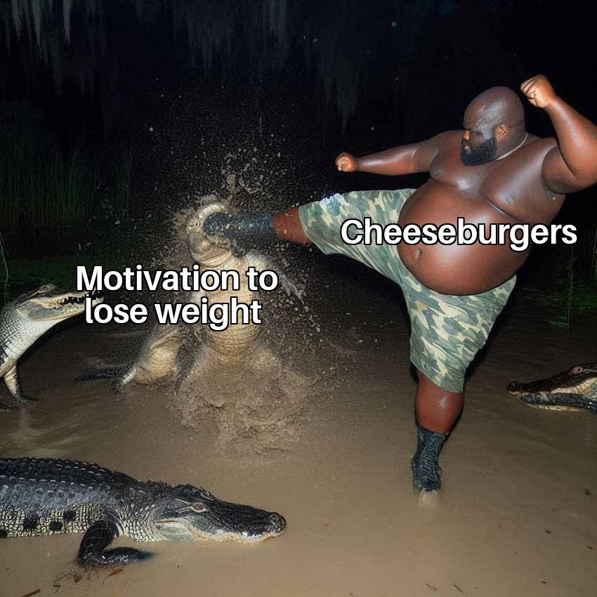 Motivation to
lose weight
Cheeseburgers