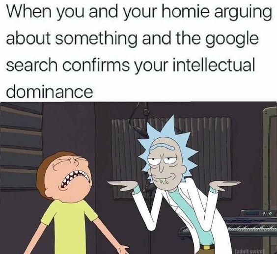 When you and your homie arguing
about something and the google
search confirms your intellectual
dominance
(adult swim