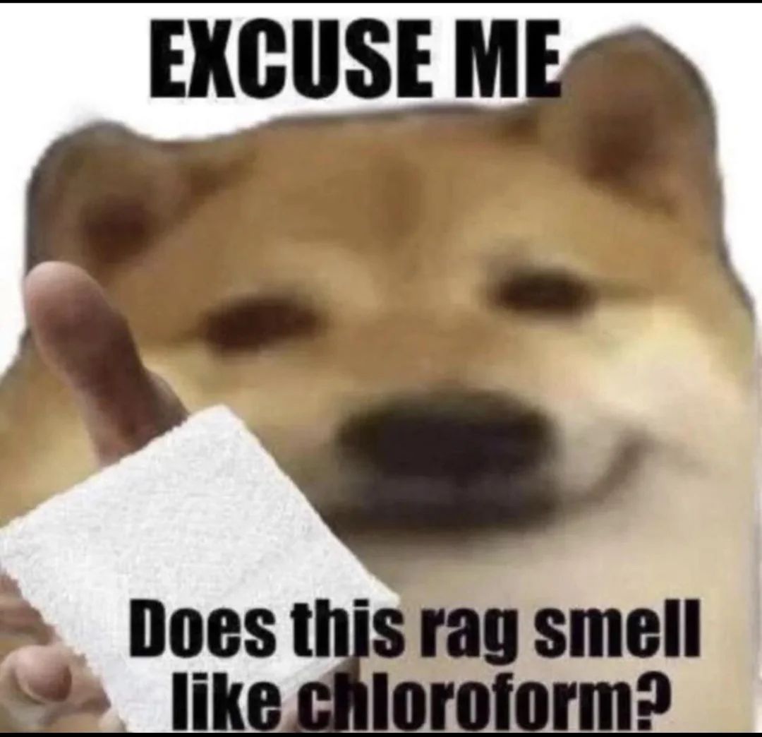 EXCUSE ME
Does this rag smell
like chloroform?