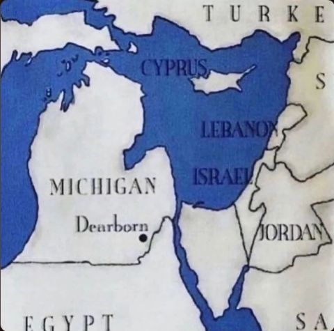 MICHIGAN
Dearborn
EGYPT
TURKE
CYPRUS
LEBANONS
ISRAEL
S
JORDAM
SA