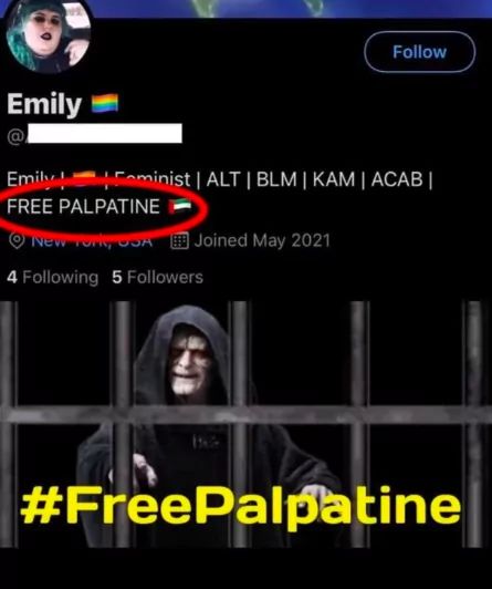 Follow
Emily
Emily Feminist | ALT | BLM | KAM | ACAB |
FREE PALPATINE
New York, OOAJoined May 2021
4 Following 5 Followers
E
#FreePalpatine