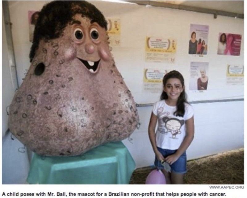 X
www.AAPEC.ORG
A child poses with Mr. Ball, the mascot for a Brazilian non-profit that helps people with cancer.