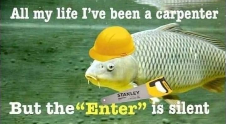 All my life I've been a carpenter
STANLEY
But the "Enter" is silent