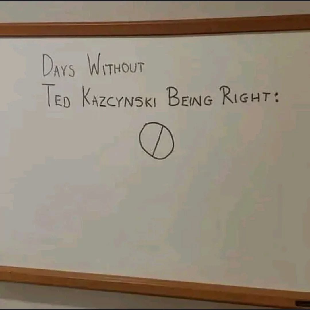 DAYS WITHOUT
TED KAZCYNSKI BEING RIGHT:
0