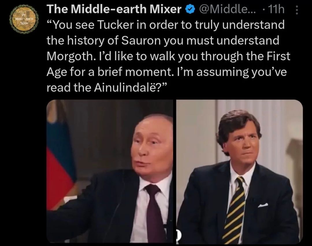 K
EST
MONT BARTH
Mon
The Middle-earth Mixer @Middle... 11h:
"You see Tucker in order to truly understand
the history of Sauron you must understand
Morgoth. I'd like to walk you through the First
Age for a brief moment. I'm assuming you've
read the Ainulindalë?"