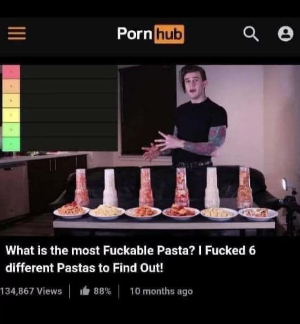 =
Porn hub
Pay
де
What is the most Fuckable Pasta? I Fucked 6
different Pastas to Find Out!
134,867 Views
88% 10 months ago