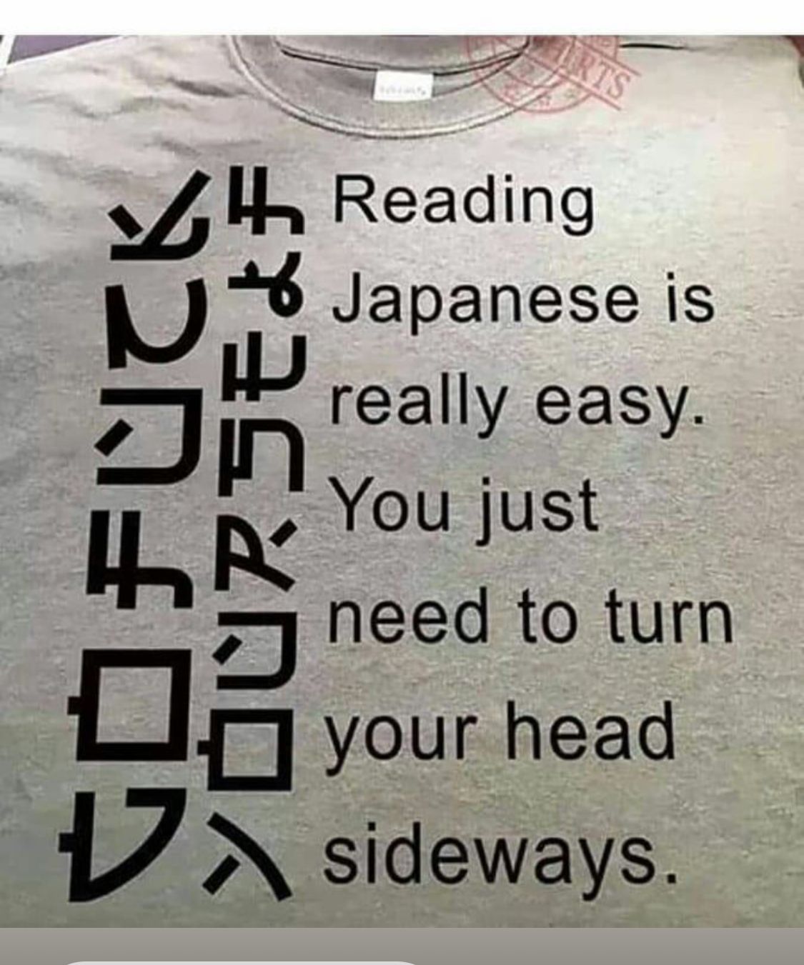 لا
20
YOURSELF
4
RTS
Reading
Japanese is
really easy.
You just
need to turn
your head
V sideways.