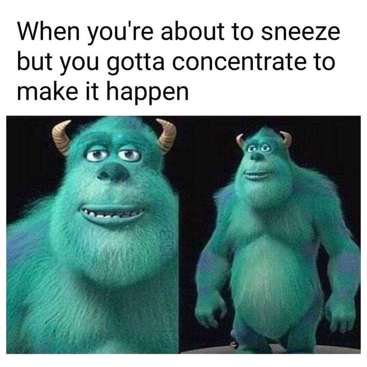 but
When you're about to sneeze
you gotta concentrate to
make it happen