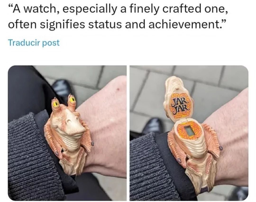 "A watch, especially a finely crafted one,
often signifies status and achievement."
Traducir post
JAR
JAR