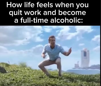 How life feels when you
quit work and become
a full-time alcoholic: