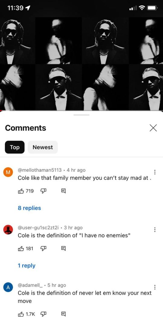 11:391
Comments
Top
Newest
M
@mellothaman5113 4 hr ago
Cole like that family member you can't stay mad at.
719 F
目
8 replies
@user-gu1sc2zt2i⚫ 3 hr ago
Cole is the definition of "I have no enemies"
181 F
目
1 reply
A
@adamell
5 hr ago
Cole is the definition of never let em know your next
move
1.7K
目