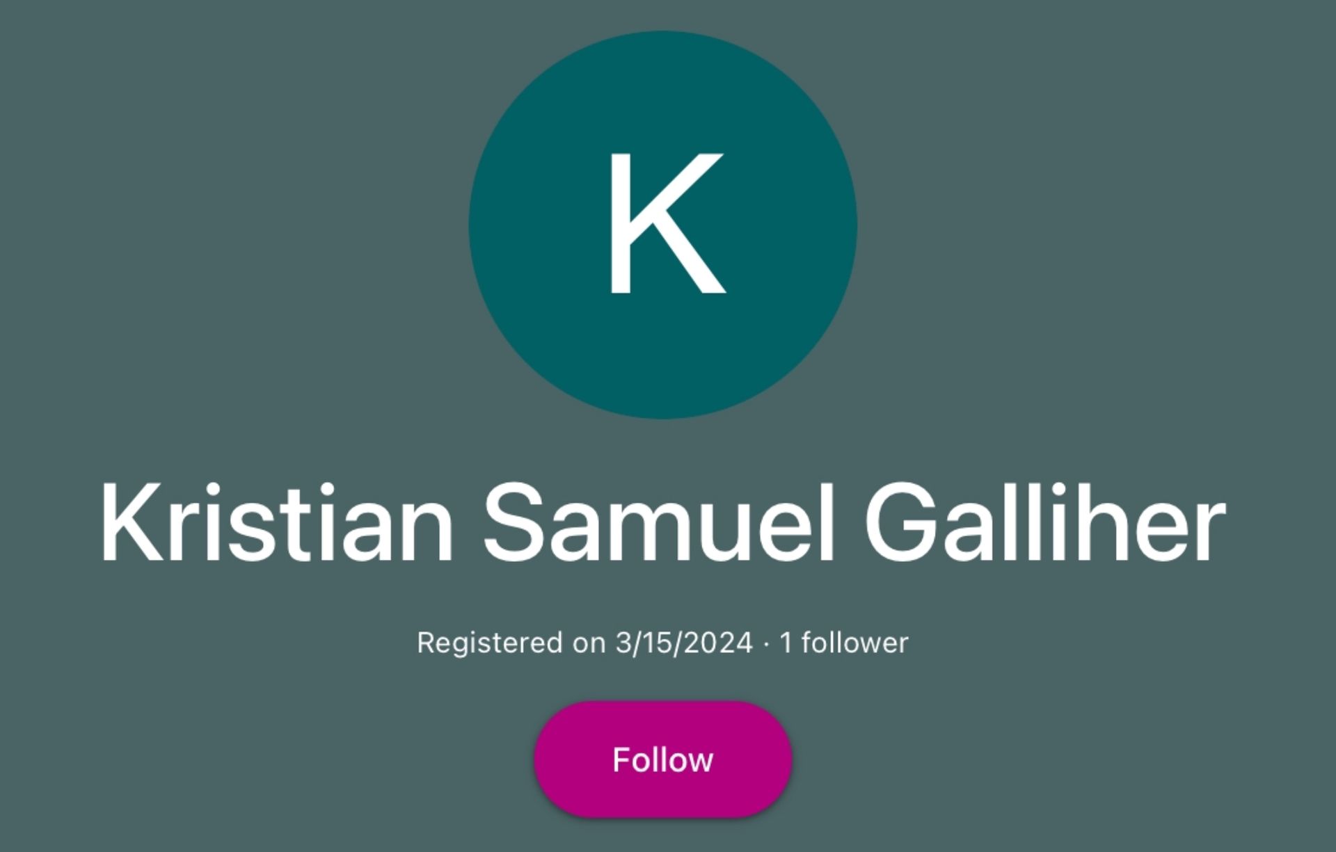 K
Kristian Samuel Galliher
Registered on 3/15/2024 · 1 follower
Follow