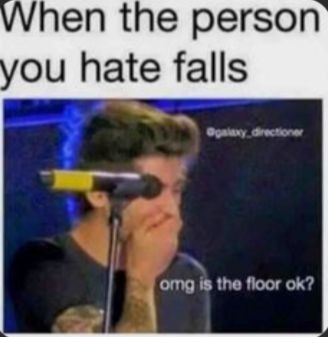 When the person
you hate falls
Ogalaxy directioner
omg is the floor ok?