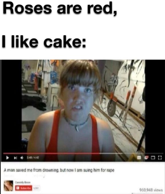 Roses are red,
I like cake:
248/442
A man saved me from drowning, but now I am suing him for rape
Cassidy Ben
960.948 views