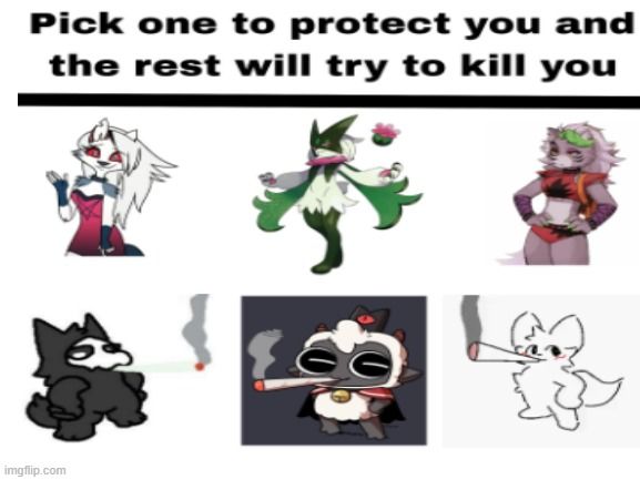 Pick one to protect you and
the rest will try to kill you
