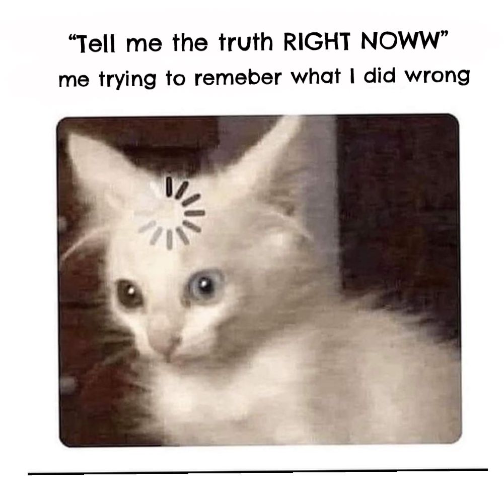 "Tell me the truth RIGHT NOWW"
Ime trying to remeber what I did wrong