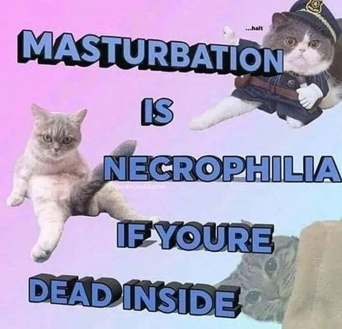 ...halt
MASTURBATION
IS
NECROPHILIA
IF YOURE
DEAD INSIDE