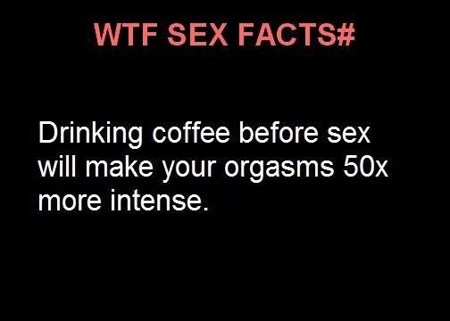 WTF SEX FACTS#
Drinking coffee before sex
will make your orgasms 50x
more intense.