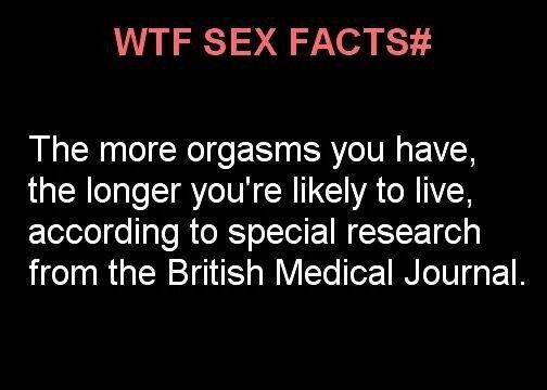 WTF SEX FACTS#
The more orgasms you have,
the longer you're likely to live,
according to special research
from the British Medical Journal.