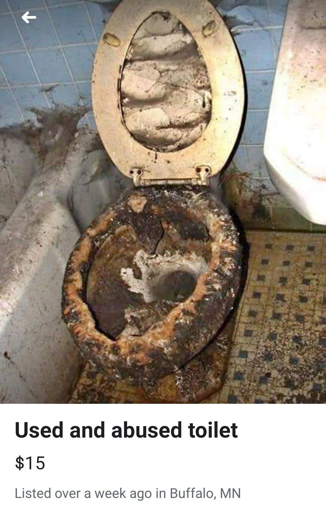 Used and abused toilet
$15
Listed over a week ago in Buffalo, MN