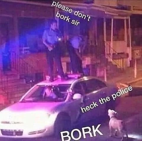 please don't
bork sir
heck the police
BORK