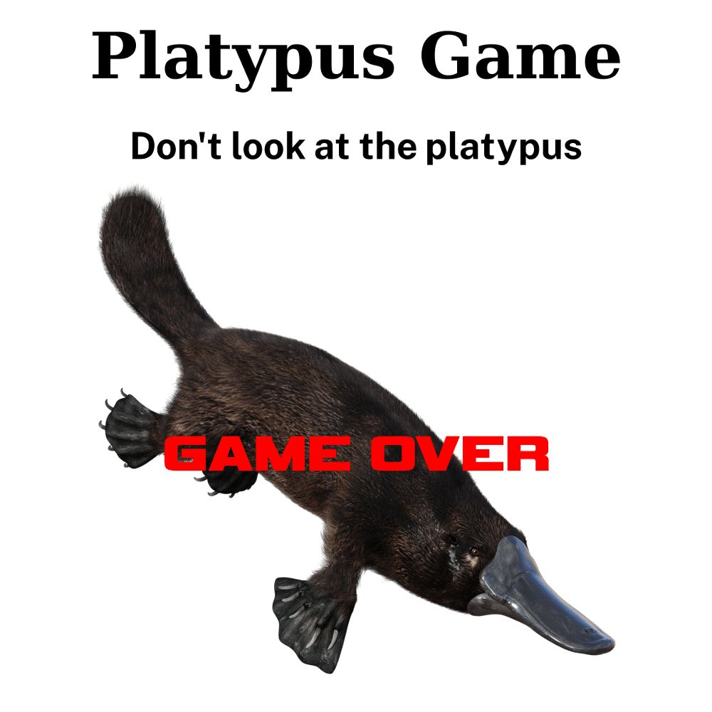 Platypus Game
Don't look at the platypus
GAME OVER