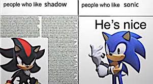 people who like shadow
people who like sonic
He's nice