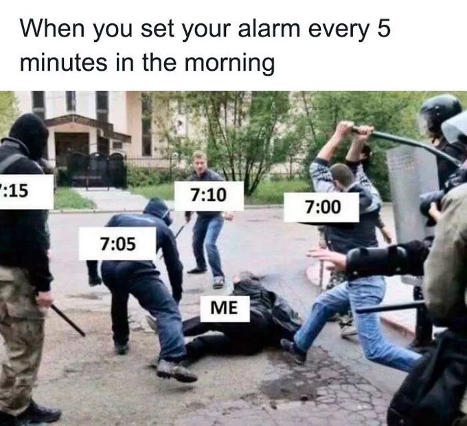 When you set your alarm every 5
minutes in the morning
:15
7:05
7:10
7:00
ME