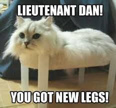 LIEUTENANT DAN!
YOU GOT NEW LEGS!